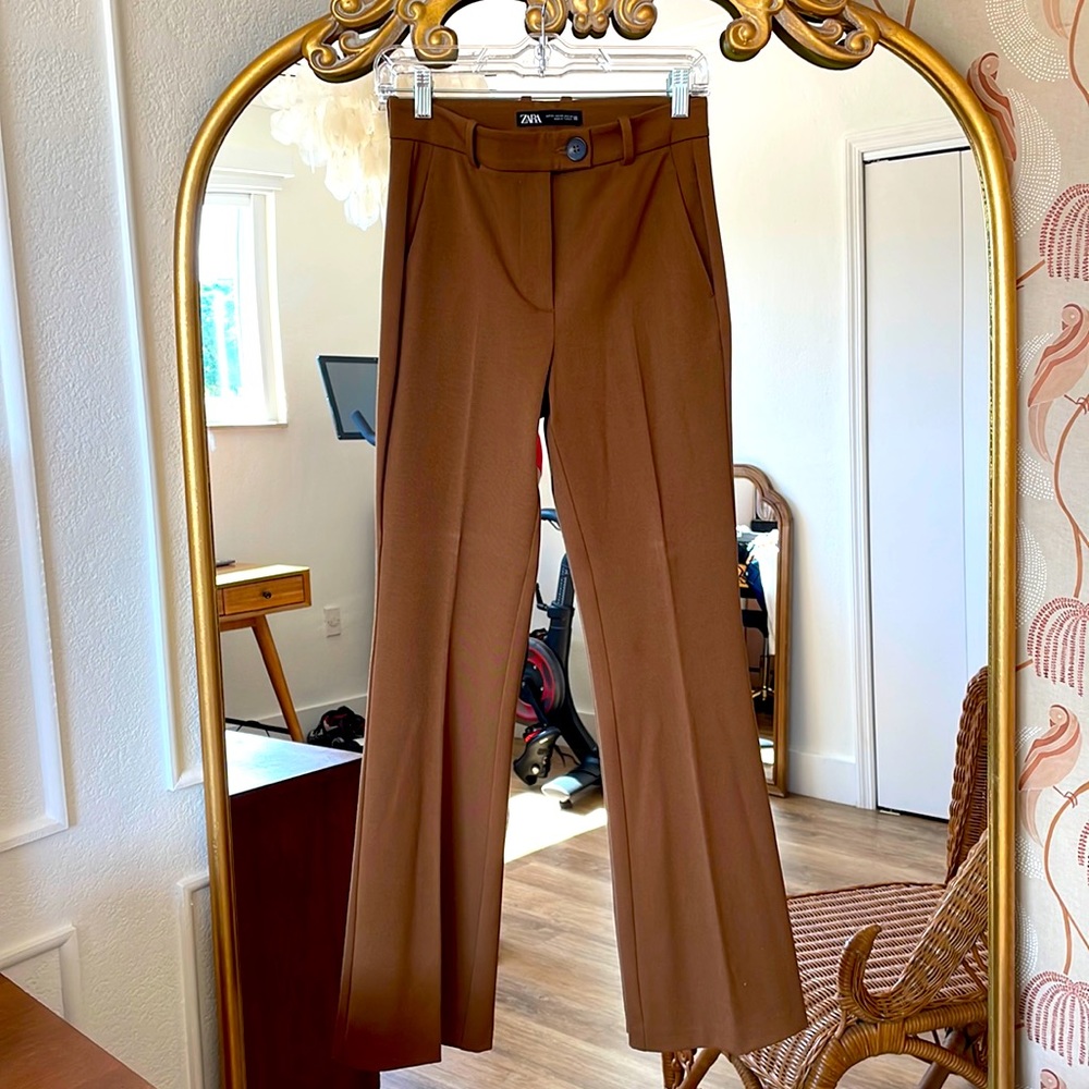 High waisted flare chocolate brown pants